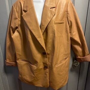 A New Day Cognac Faux Leather Blazer